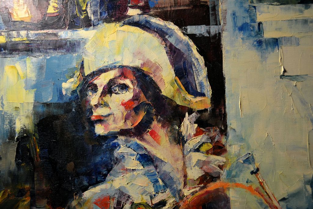 Vintage Contemporary Impressionist Oil Painting Entitled French Horn Signed Vintage Contemporary Impressionist Oil Painting Entitled French Horn Signed