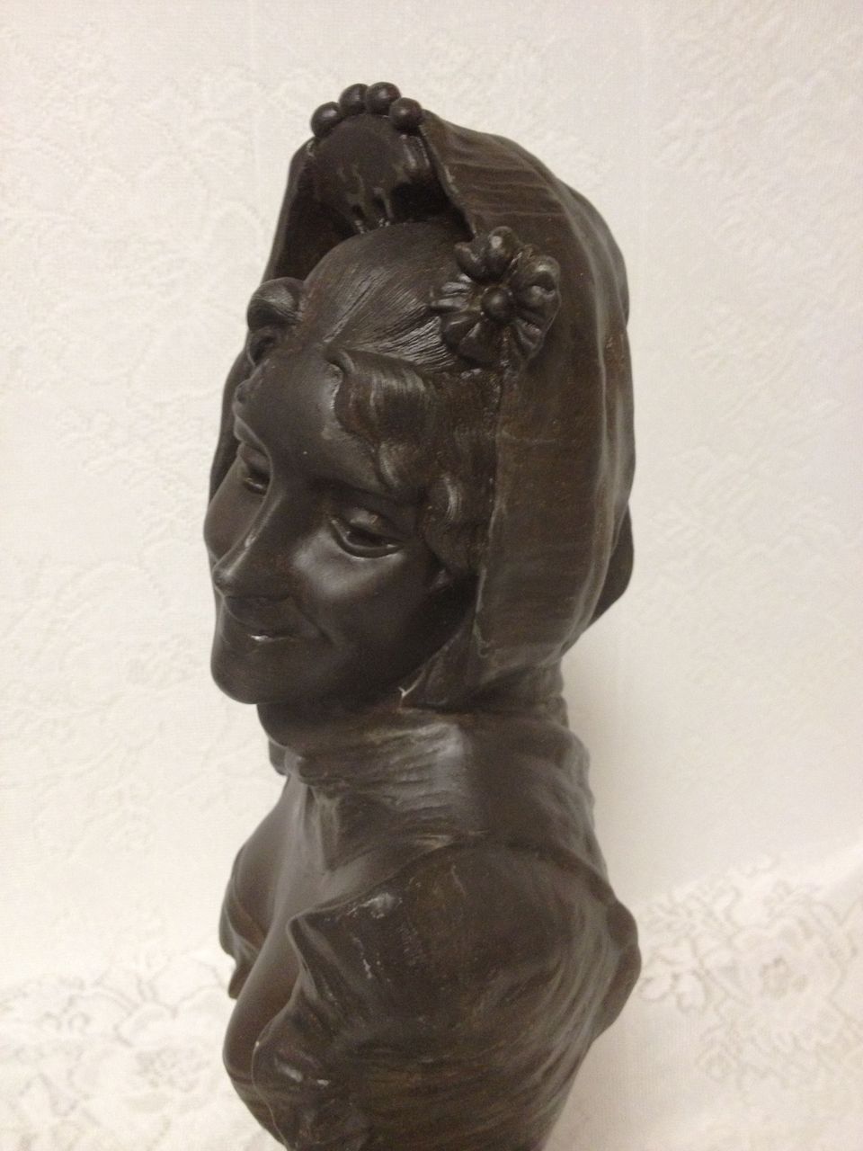 Superb Antique French Art Nouveau Maiden Bust by Henri Levasseur C. 1880-1900 Superb Antique French Art Nouveau Maiden Bust by Henri Levasseur C. 1880-1900
