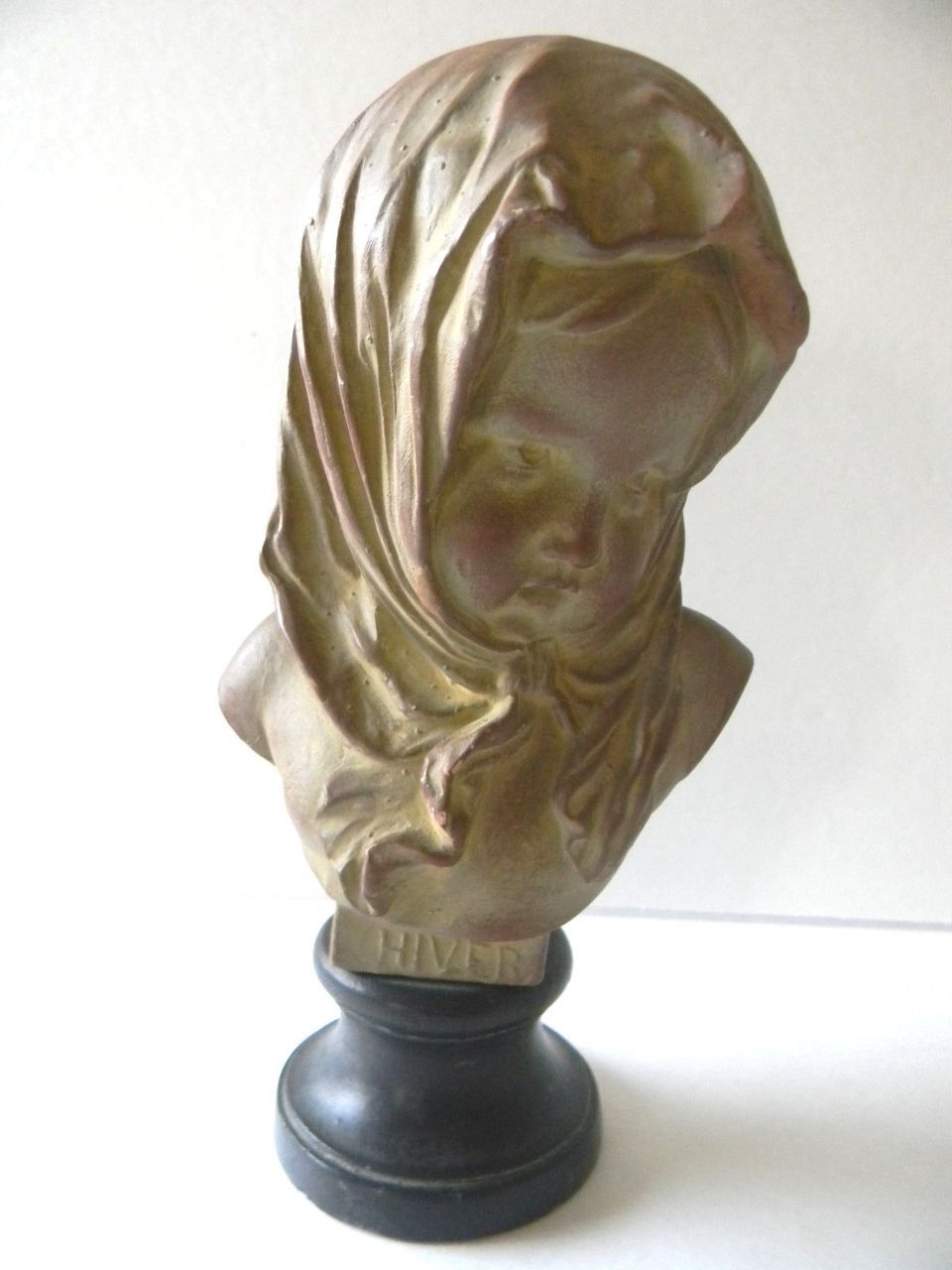 Antique French Art Nouveau Bust of HIVER by Louis Kley C. from beauxartsetantiquies on