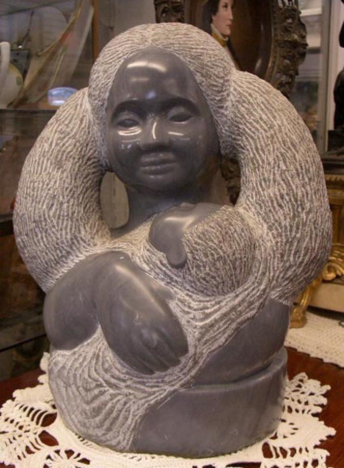 Sweet Soapstone Large Sculpture Carving Signed RP Sweet Soapstone Large Sculpture Carving Signed RP