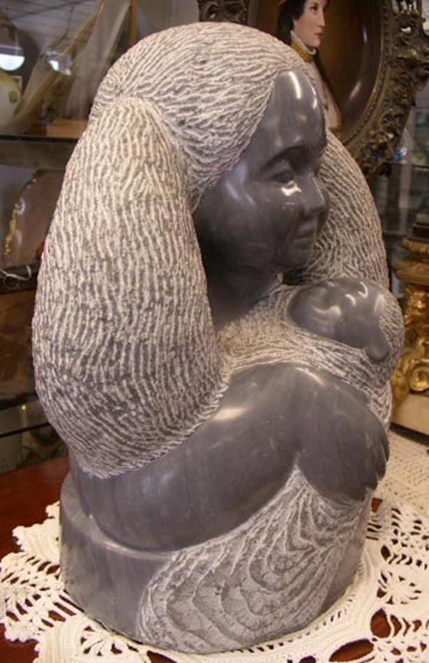 Sweet Soapstone Large Sculpture Carving Signed RP Sweet Soapstone Large Sculpture Carving Signed RP