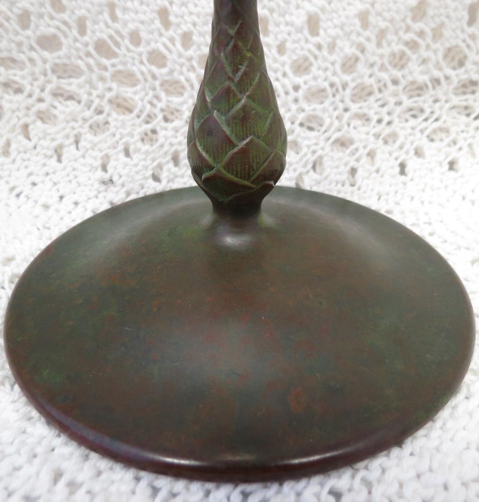 Beautiful Signed Tiffany Favrile Glass Gold Dore Bronze Trumpet Vase Beautiful Signed Tiffany Favrile Glass Gold Dore Bronze Trumpet Vase