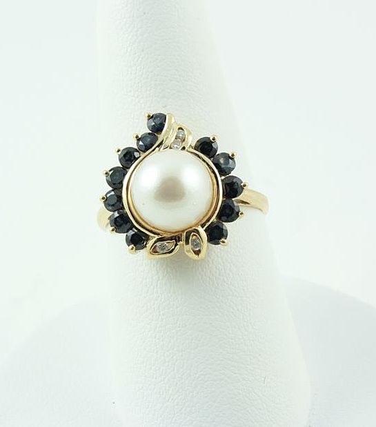 14 kt Gold Sapphires Diamonds Akoya Cultured Pearls 14 kt Gold Sapphires Diamonds Akoya Cultured Pearls