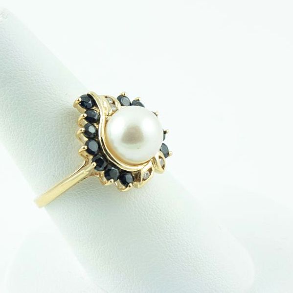 14 kt Gold Sapphires Diamonds Akoya Cultured Pearls 14 kt Gold Sapphires Diamonds Akoya Cultured Pearls