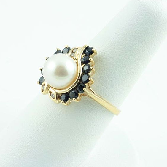 14 kt Gold Sapphires Diamonds Akoya Cultured Pearls 14 kt Gold Sapphires Diamonds Akoya Cultured Pearls