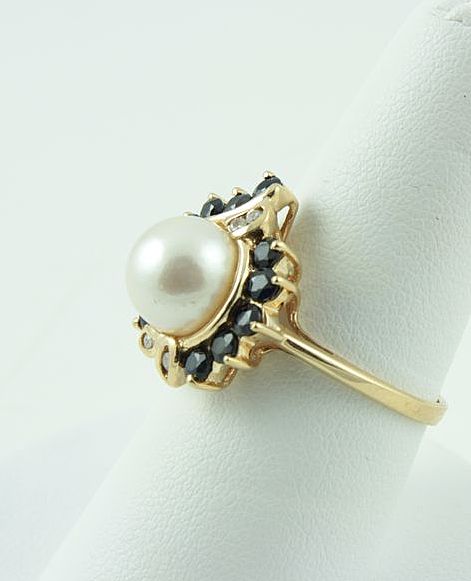 14 kt Gold Sapphires Diamonds Akoya Cultured Pearls 14 kt Gold Sapphires Diamonds Akoya Cultured Pearls