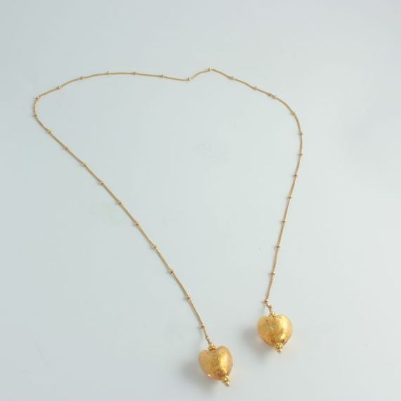 Olivia Stuard Lariat Necklace with Murano glass hearts infused with 24 kt gold Olivia Stuard Lariat Necklace with Murano glass hearts infused with 24 kt gold