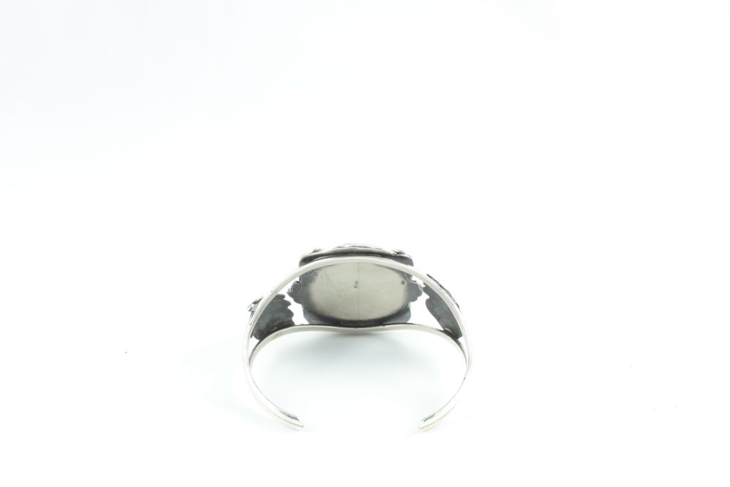 Vintage Navajo Sterling Silver Cuff Bracelet with Malachite Vintage Navajo Sterling Silver Cuff Bracelet with Malachite
