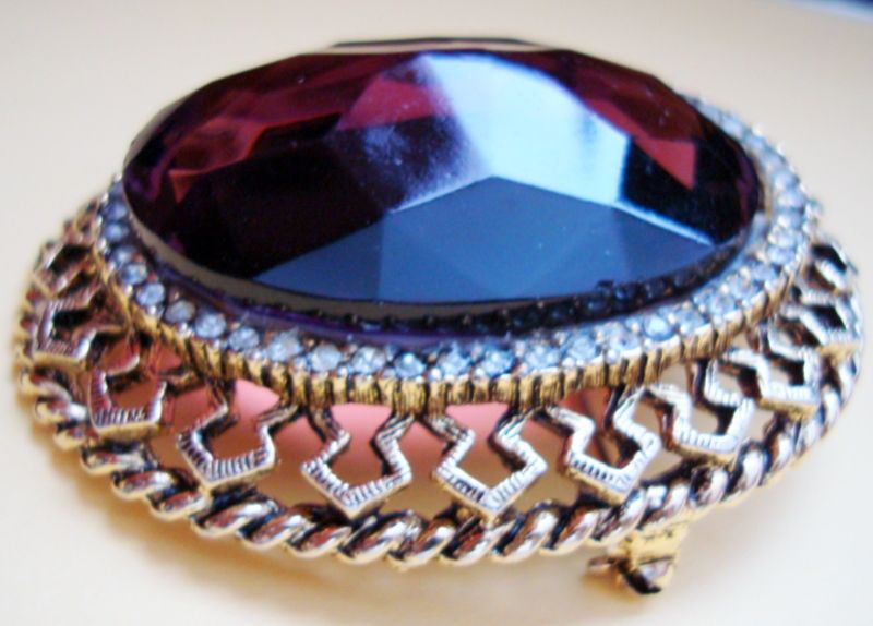Large Domed Faux `Watermelon' Amethyst Brooch or Pendant Large Domed Faux `Watermelon' Amethyst Brooch or Pendant