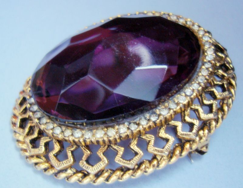 Large Domed Faux `Watermelon' Amethyst Brooch or Pendant Large Domed Faux `Watermelon' Amethyst Brooch or Pendant