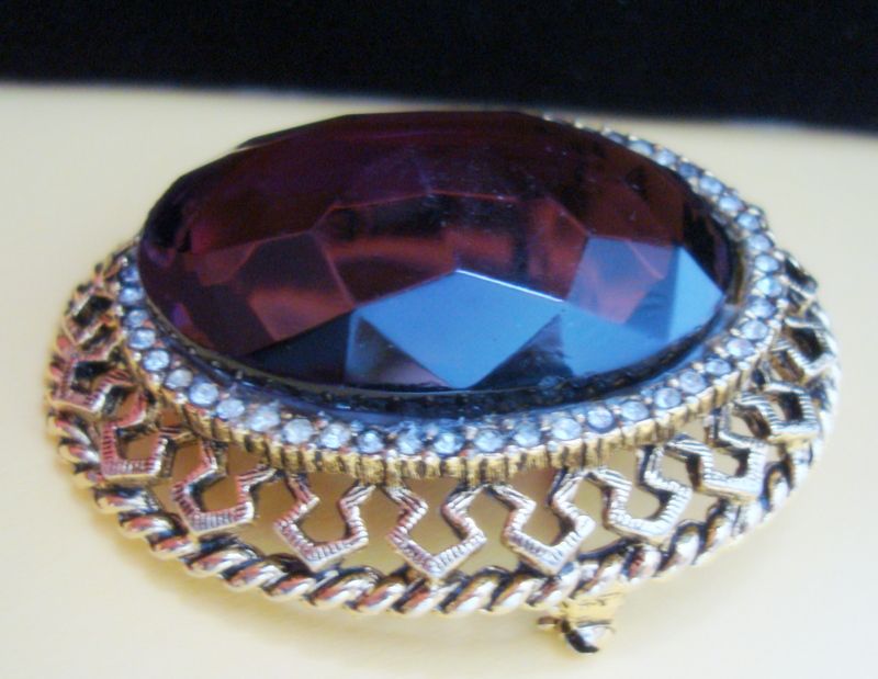 Large Domed Faux `Watermelon' Amethyst Brooch or Pendant Large Domed Faux `Watermelon' Amethyst Brooch or Pendant