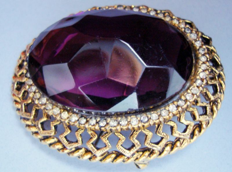 Large Domed Faux `Watermelon' Amethyst Brooch or Pendant Large Domed Faux `Watermelon' Amethyst Brooch or Pendant