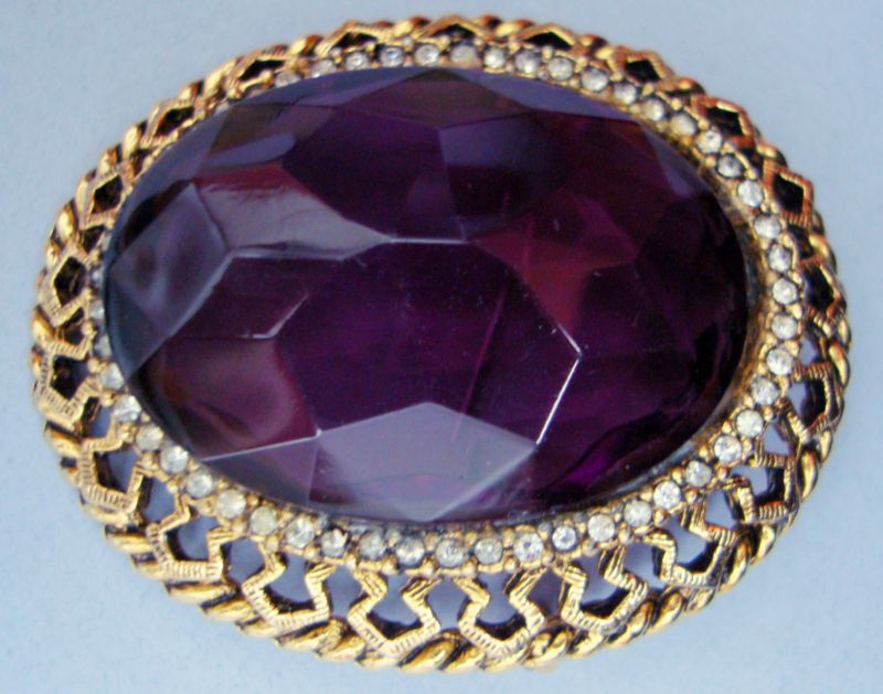 Large Domed Faux `Watermelon' Amethyst Brooch or Pendant Large Domed Faux `Watermelon' Amethyst Brooch or Pendant