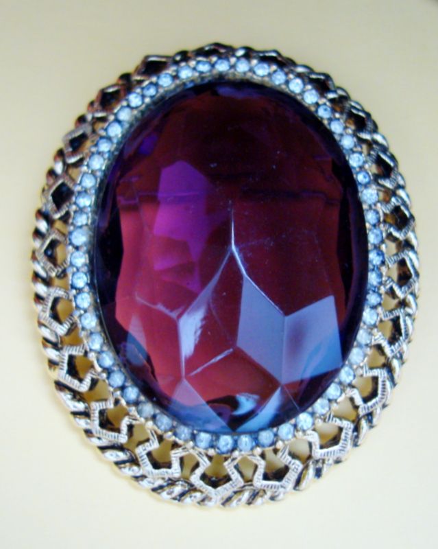 Large Domed Faux `Watermelon' Amethyst Brooch or Pendant Large Domed Faux `Watermelon' Amethyst Brooch or Pendant
