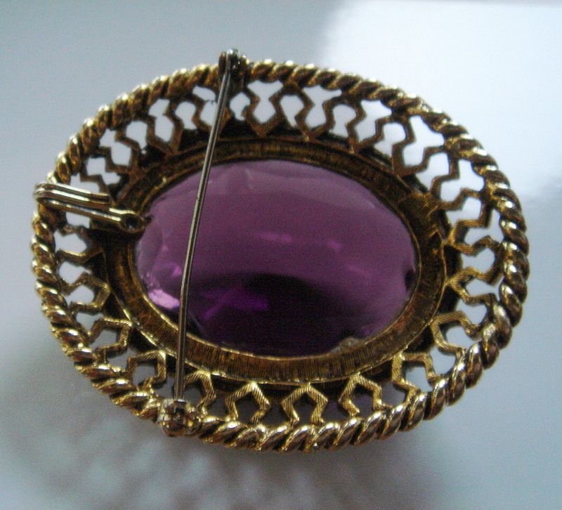 Large Domed Faux `Watermelon' Amethyst Brooch or Pendant Large Domed Faux `Watermelon' Amethyst Brooch or Pendant