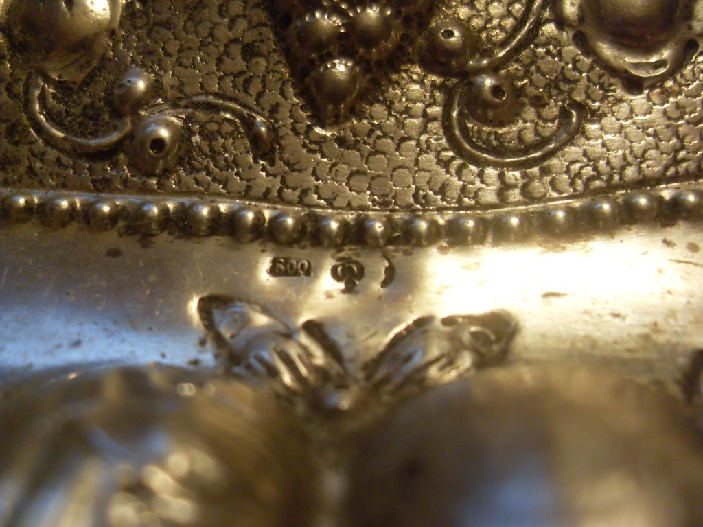 19th Century Silver Bowl with Impressed Fruits from Germany 19th Century Silver Bowl with Impressed Fruits from Germany