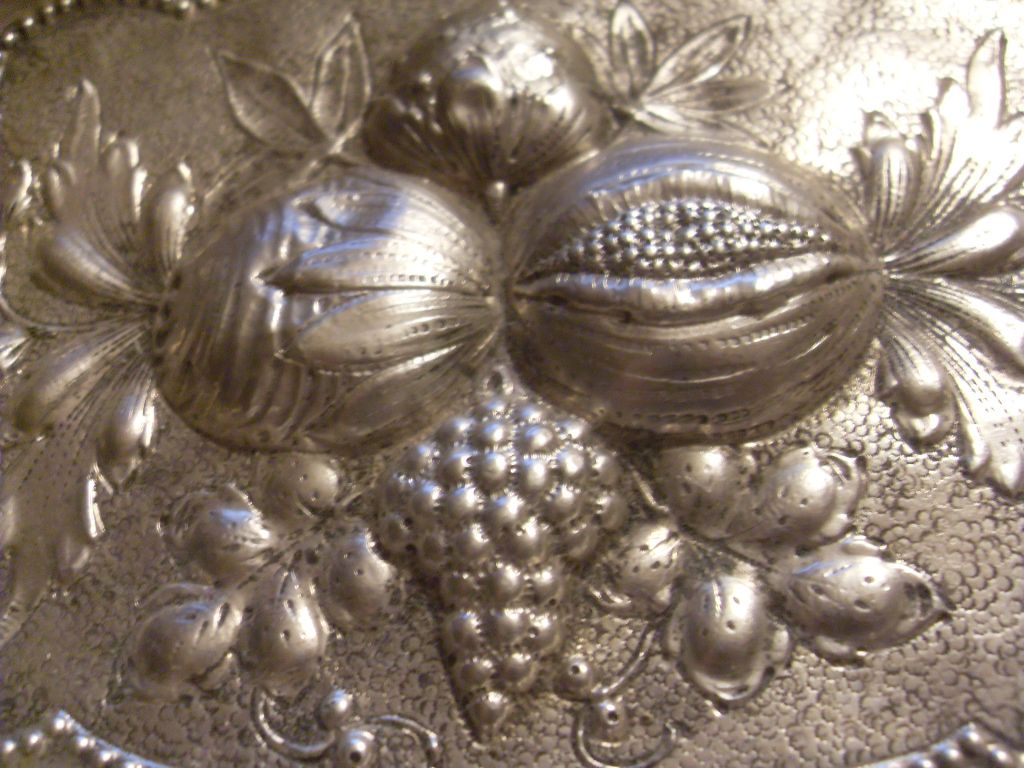 19th Century Silver Bowl with Impressed Fruits from Germany 19th Century Silver Bowl with Impressed Fruits from Germany
