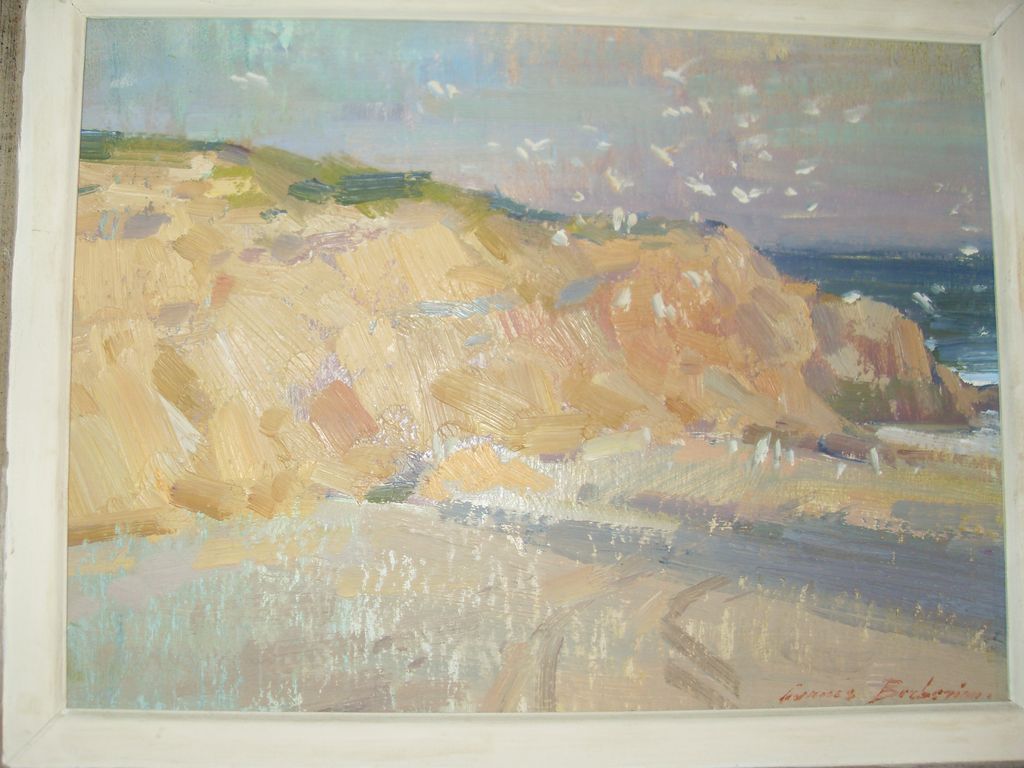Ovanes Berberian Beach-scape Oil on Board 11.5x.8.5 Signed Ovanes Berberian Beach-scape Oil on Board 11.5x.8.5 Signed