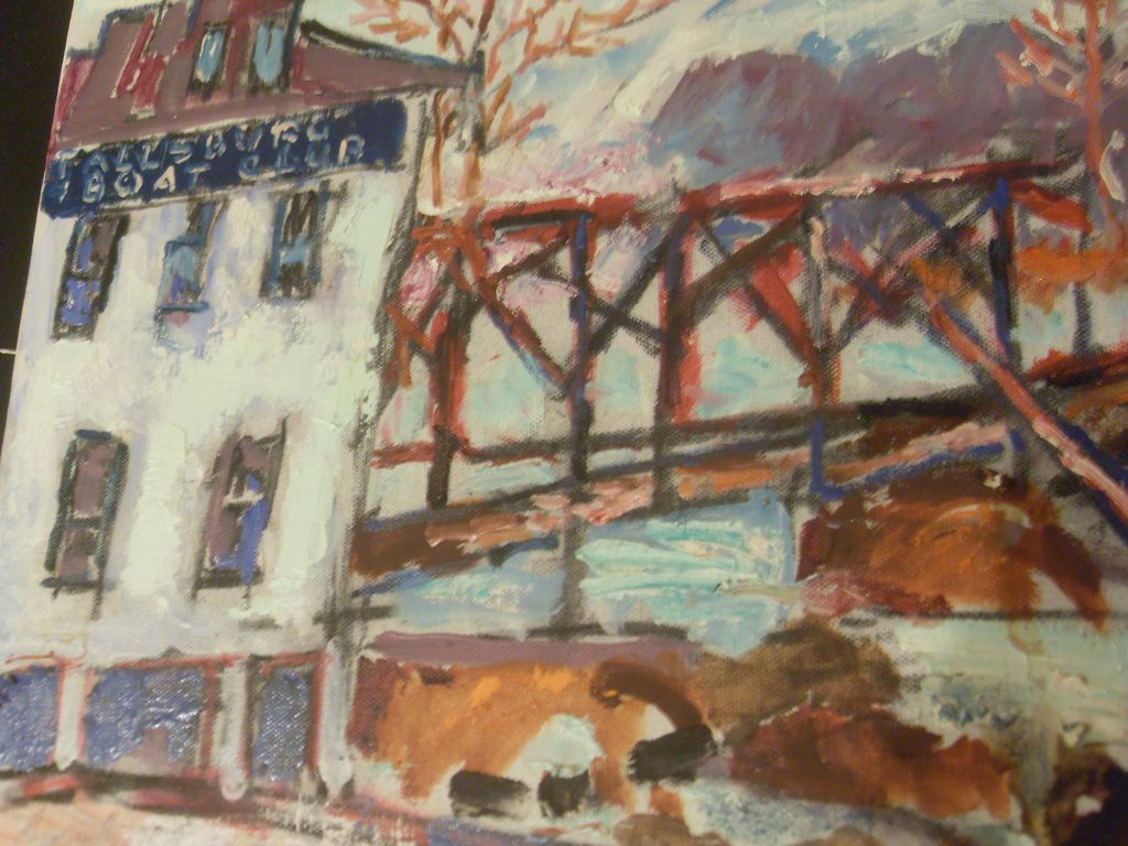 Stanley Futerman (1925 - 2010) Oil on Canvas Fallsburg Boat Club Stanley Futerman (1925 - 2010) Oil on Canvas Fallsburg Boat Club