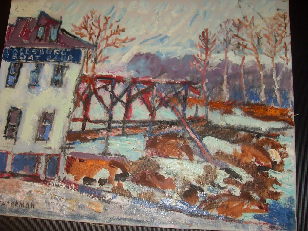 Stanley Futerman (1925 - 2010) Oil on Canvas Fallsburg Boat Club Stanley Futerman (1925 - 2010) Oil on Canvas Fallsburg Boat Club