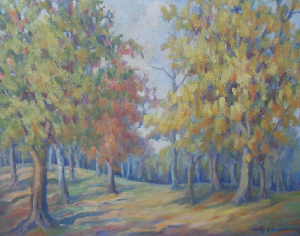 Olga K. Haupsmann Oil on Canvas Forest Scene Olga K. Haupsmann Oil on Canvas Forest Scene