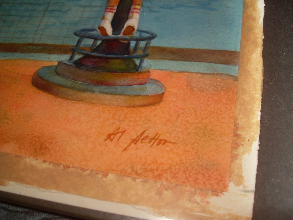 Al Setton Watercolor Children with NY City Skyline Al Setton Watercolor Children with NY City Skyline