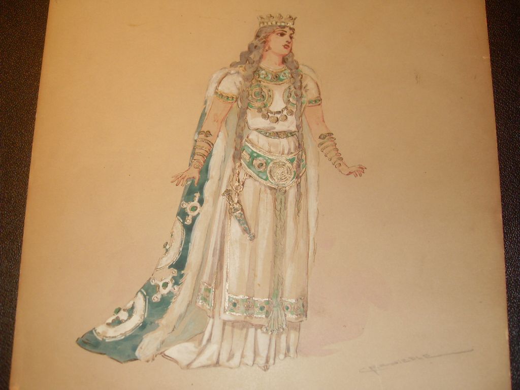 Caroline Siedle (1859-1908) Costume Design Sketch Queen Caroline Siedle (1859-1908) Costume Design Sketch Queen