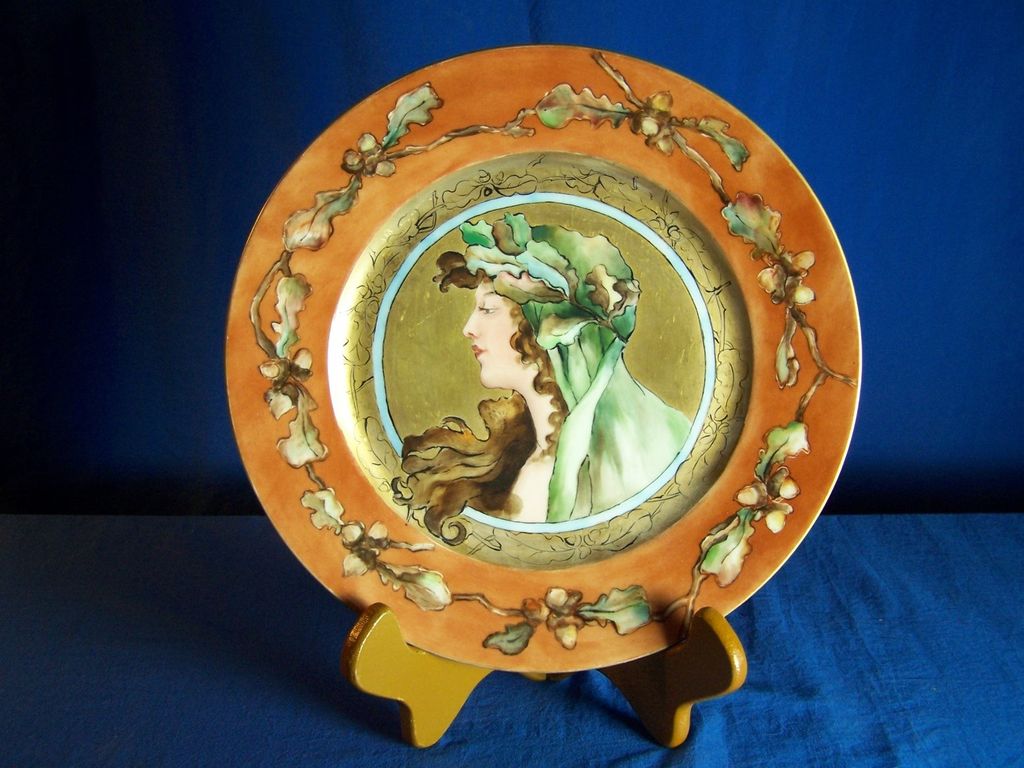 Glorious Antique Haviland & Co. Limoges 1876-1889 Art Nouveau Mucha Style Portrait Plate Glorious Antique Haviland & Co. Limoges 1876-1889 Art Nouveau Mucha Style Portrait Plate