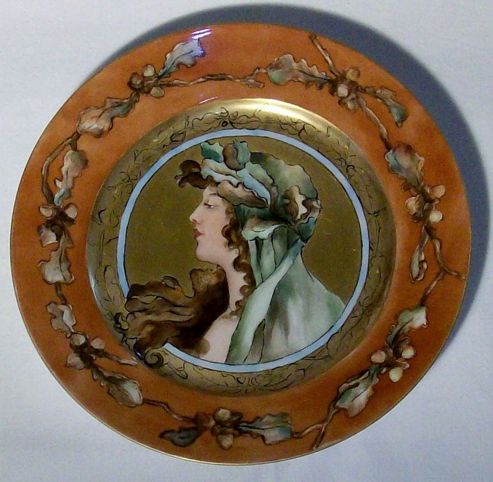 Glorious Antique Haviland & Co. Limoges 1876-1889 Art Nouveau Mucha Style Portrait Plate Glorious Antique Haviland & Co. Limoges 1876-1889 Art Nouveau Mucha Style Portrait Plate