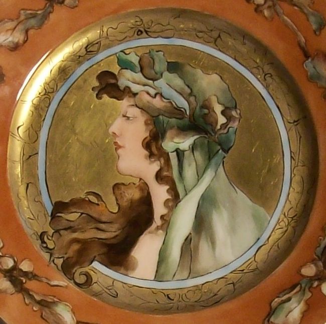 Glorious Antique Haviland & Co. Limoges 1876-1889 Art Nouveau Mucha Style Portrait Plate Glorious Antique Haviland & Co. Limoges 1876-1889 Art Nouveau Mucha Style Portrait Plate