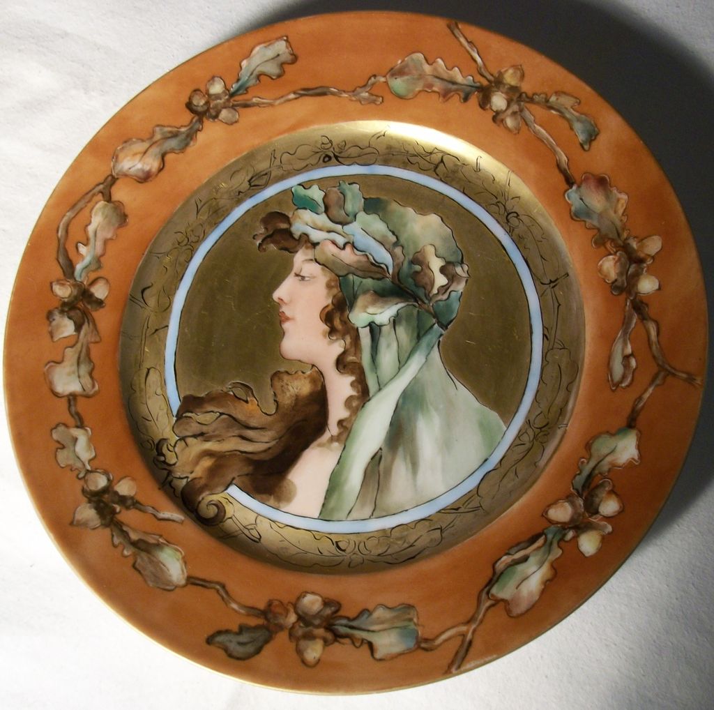 Glorious Antique Haviland & Co. Limoges 1876-1889 Art Nouveau Mucha Style Portrait Plate Glorious Antique Haviland & Co. Limoges 1876-1889 Art Nouveau Mucha Style Portrait Plate