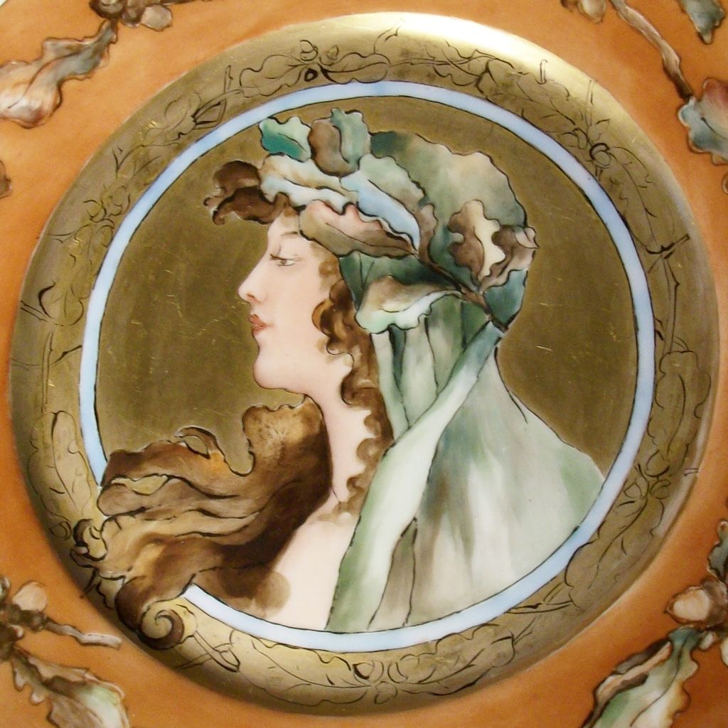 Glorious Antique Haviland & Co. Limoges 1876-1889 Art Nouveau Mucha Style Portrait Plate Glorious Antique Haviland & Co. Limoges 1876-1889 Art Nouveau Mucha Style Portrait Plate