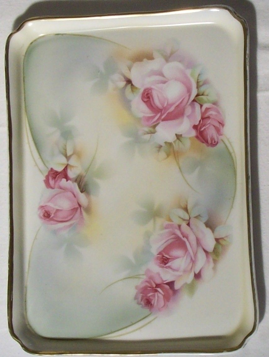 ES Erdmann Schlegelmilch Prufsia Prussia Porcelain Dresser Tray ES Erdmann Schlegelmilch Prufsia Prussia Porcelain Dresser Tray