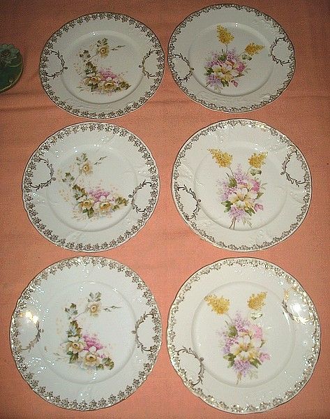 Set of 6 Antique CT Germany Carl Tielsch 9 1/2" Dinner Plates 1887 - 1900 Set of 6 Antique CT Germany Carl Tielsch 9 1/2" Dinner Plates 1887 - 1900