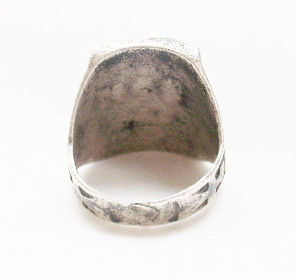 Circa 1940 - Old Beater - Double Thunderbird and Double Yei's Southwestern Turquoise Silver Ring - Size 8 3/4 - AS IS Circa 1940 - Old Beater - Double Thunderbird and Double Yei's Southwestern Turquoise Silver Ring - Size 8 3/4 - AS IS
