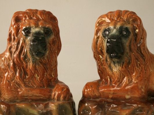 Antique Scottish Porcelain Lions Antique Scottish Porcelain Lions