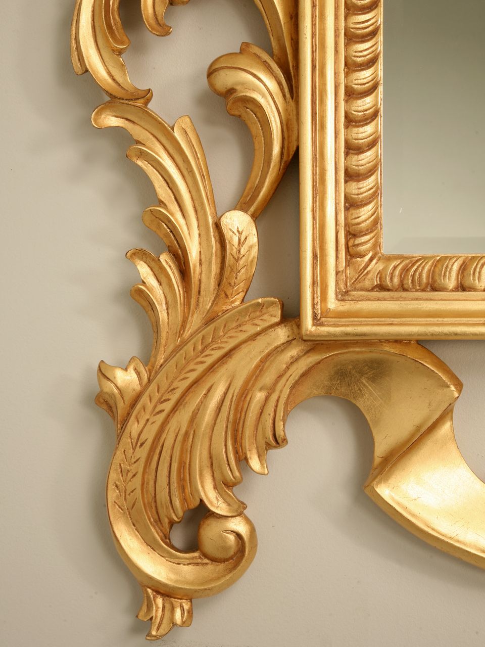 Exquisite 57 x 37" Gilt Carved Rococo Beveled Mirror Exquisite 57 x 37" Gilt Carved Rococo Beveled Mirror