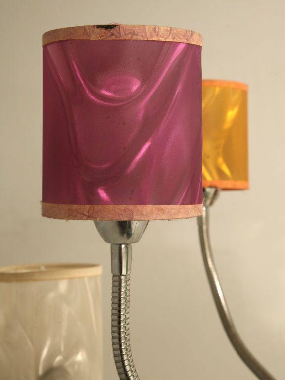 c.1960 Vintage American Chrome 6 Light Lamp w/Original Shades c.1960 Vintage American Chrome 6 Light Lamp w/Original Shades
