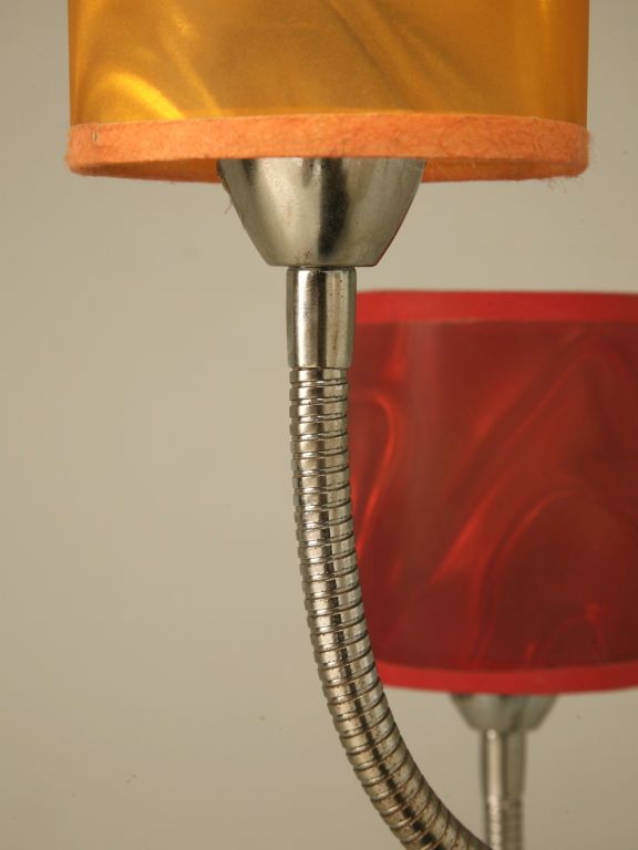 c.1960 Vintage American Chrome 6 Light Lamp w/Original Shades c.1960 Vintage American Chrome 6 Light Lamp w/Original Shades