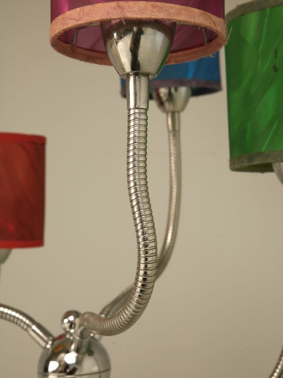 c.1960 Vintage American Chrome 6 Light Lamp w/Original Shades c.1960 Vintage American Chrome 6 Light Lamp w/Original Shades