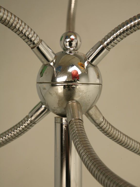 c.1960 Vintage American Chrome 6 Light Lamp w/Original Shades c.1960 Vintage American Chrome 6 Light Lamp w/Original Shades