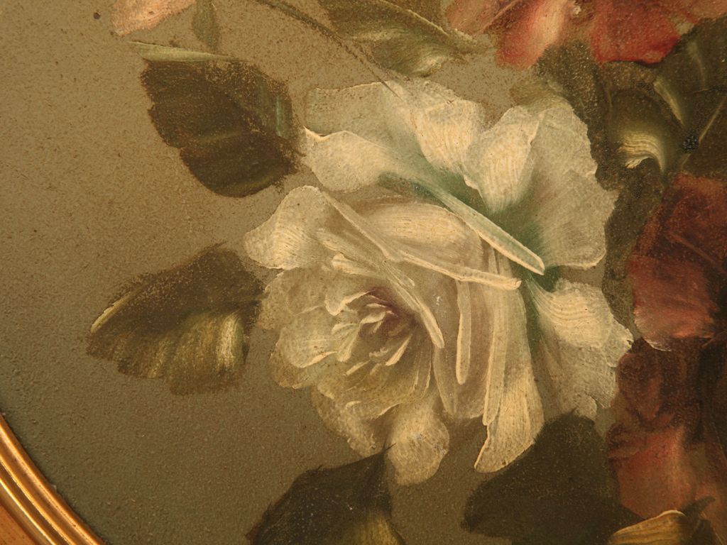 Gorgeous Antique English Toleware Roses Painted on Tin (Newer Frame) Gorgeous Antique English Toleware Roses Painted on Tin (Newer Frame)