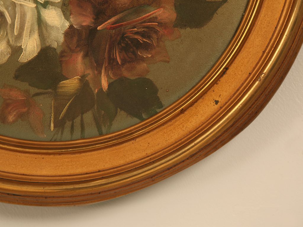 Gorgeous Antique English Toleware Roses Painted on Tin (Newer Frame) Gorgeous Antique English Toleware Roses Painted on Tin (Newer Frame)