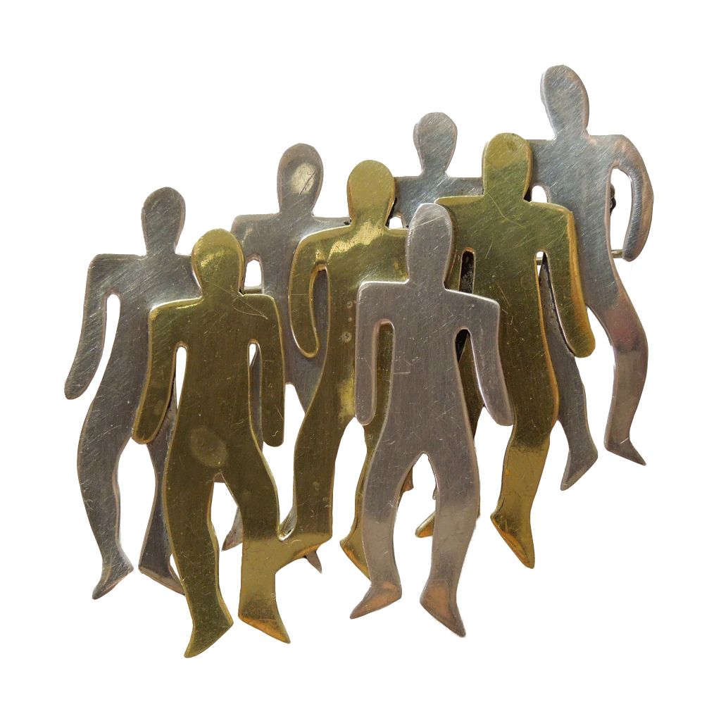 Vintage Sterling Art Deco Brooch Figural Crowd of People Vintage Sterling Art Deco Brooch Figural Crowd of People