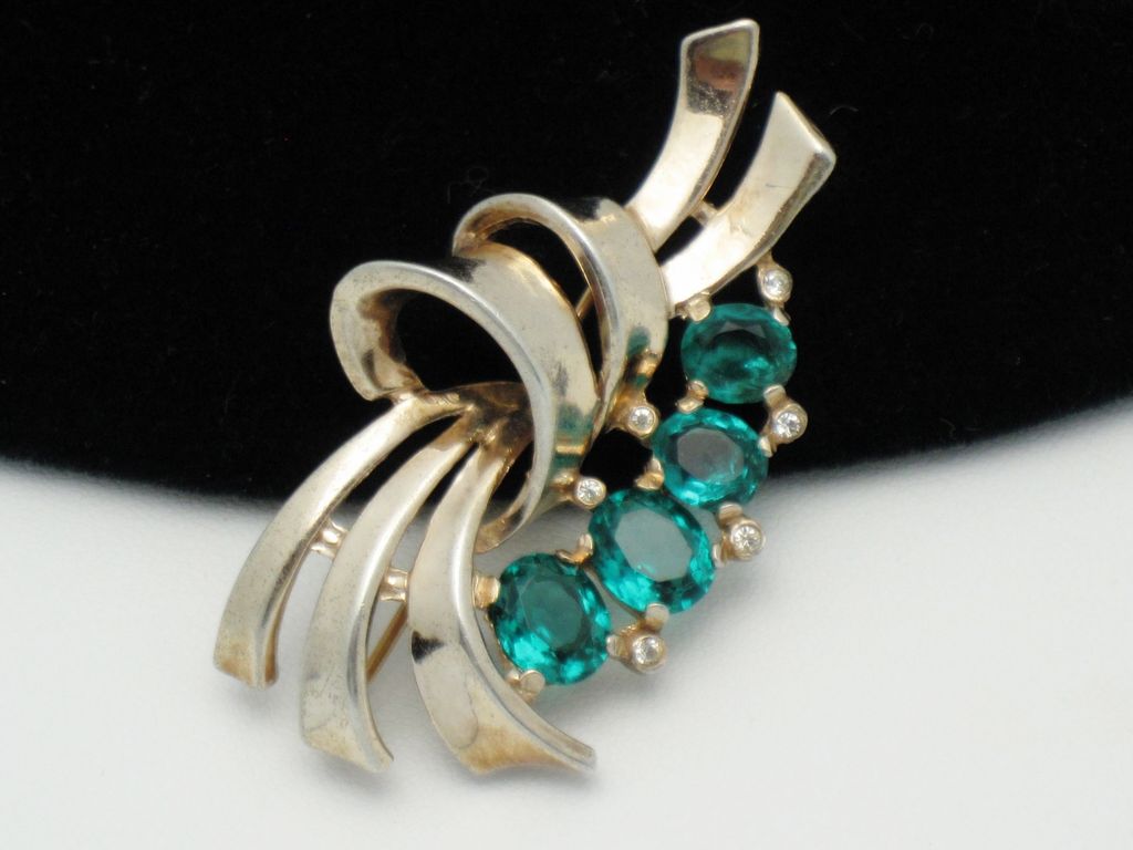 CROWN TRIFARI STERLING Pat Pending Open Back Rhinestone Brooch CROWN TRIFARI STERLING Pat Pending Open Back Rhinestone Brooch