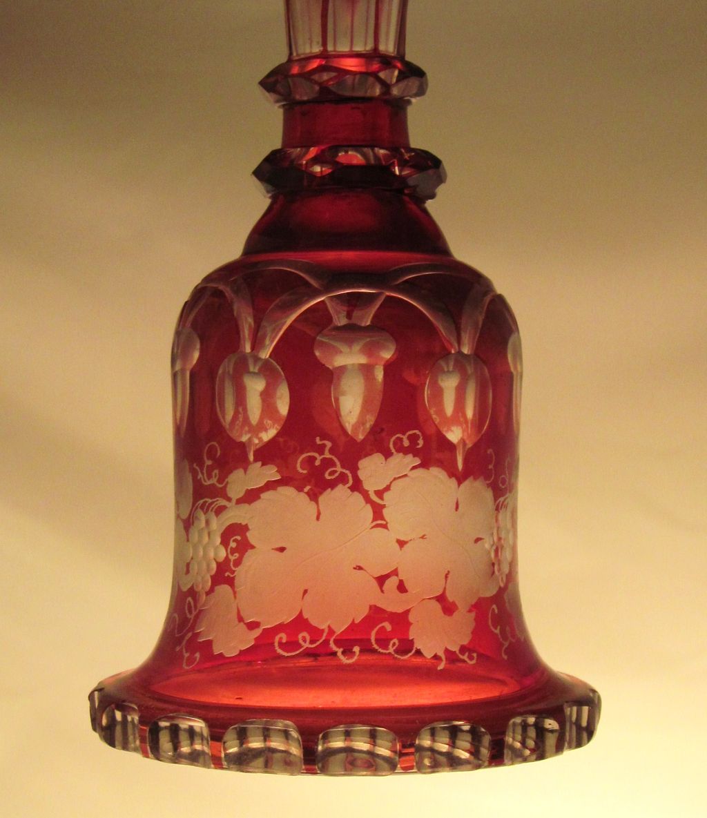 Bohemian Cut Glass Cologne Perfume Ruby Red / Cranberry 1860's Bohemian Cut Glass Cologne Perfume Ruby Red / Cranberry 1860's