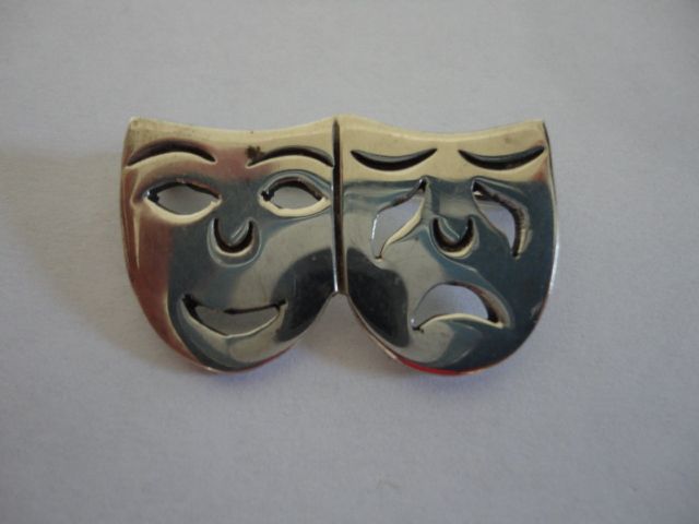 Vintage Sterling Silver Comedy Tragedy Mexico Pin Vintage Sterling Silver Comedy Tragedy Mexico Pin