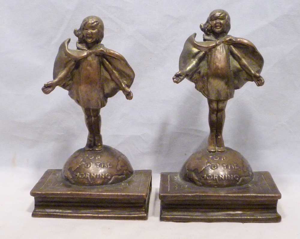 TOP O' THE MORNING bookends by Laura Archibald for Pompeian Bronze TOP O' THE MORNING bookends by Laura Archibald for Pompeian Bronze