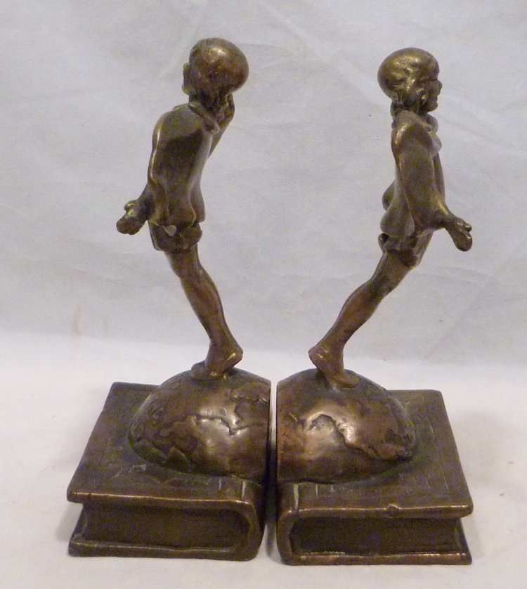 TOP O' THE MORNING bookends by Laura Archibald for Pompeian Bronze TOP O' THE MORNING bookends by Laura Archibald for Pompeian Bronze
