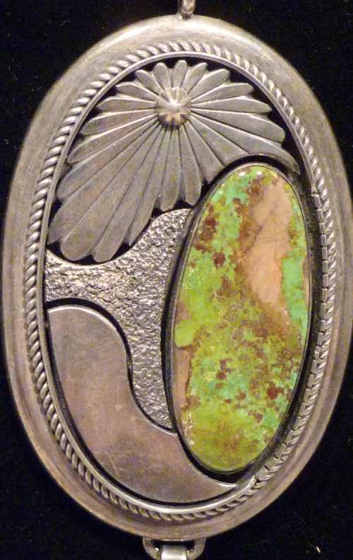 Exceptional Sterling Silver & Turquoise Pendant by Delbert Vandever Navajo Exceptional Sterling Silver & Turquoise Pendant by Delbert Vandever Navajo